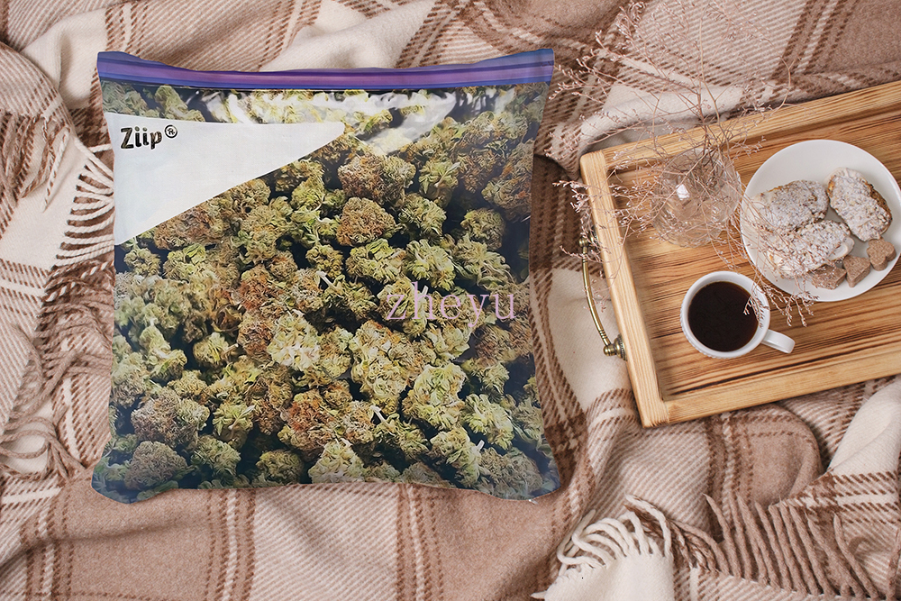 Pillow Case ZENGIA Weed Zip Lock Large Dank Throw 16x16in 18x18in Decorative Cover Cushion 230104