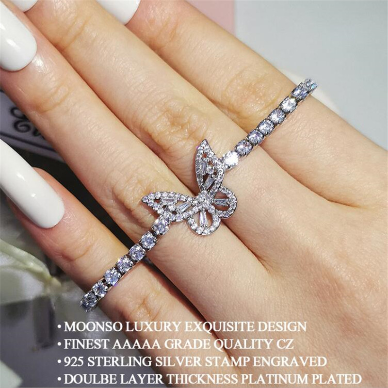 Bracelet For Women 925 Sterling Silver Round Cut 5A Cubic Zircon Butterfly Bangle Luxury Ins Top Selling Wedding Lover Gift Jewelry - view 7