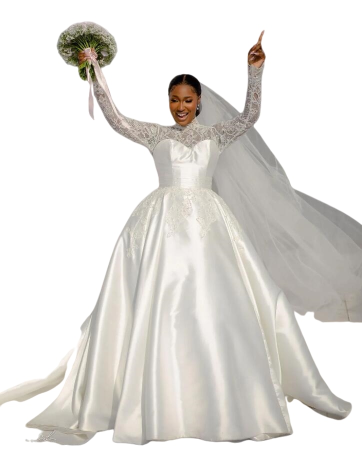 Two Pieces African Mermaid Wedding Dresses with Detachable Train Puffy Skirt High Neck Royal Bridal Gowns Vestido De Novia