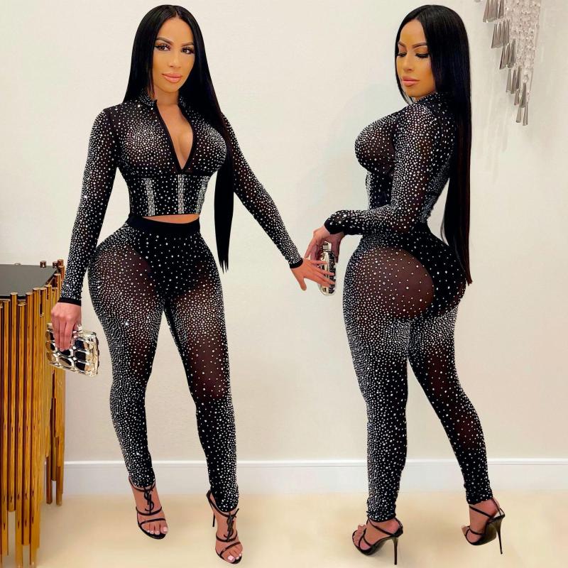 Women's Two Piece Pants Set Women Sexy Club Outfits 2 Trouser Sets Summer Tracksuit Pant Suits Rave Luxury Designer Y2k Clothing