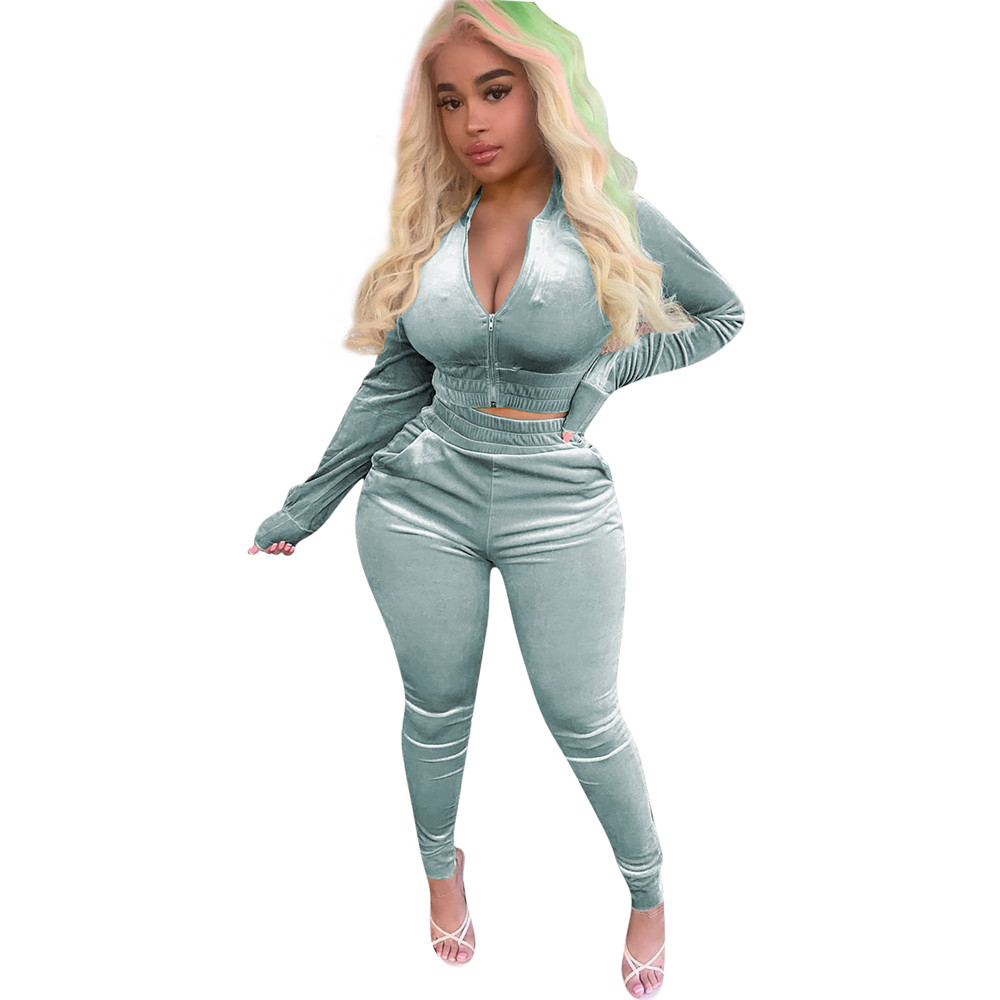 Fall Winter Velvet Tracksuits Women Sweatsuits Long Sleeve Velour Jacket and Pants Two Piece Sets Outwork Outfits Casual Jogger suits Sporswear 8555
