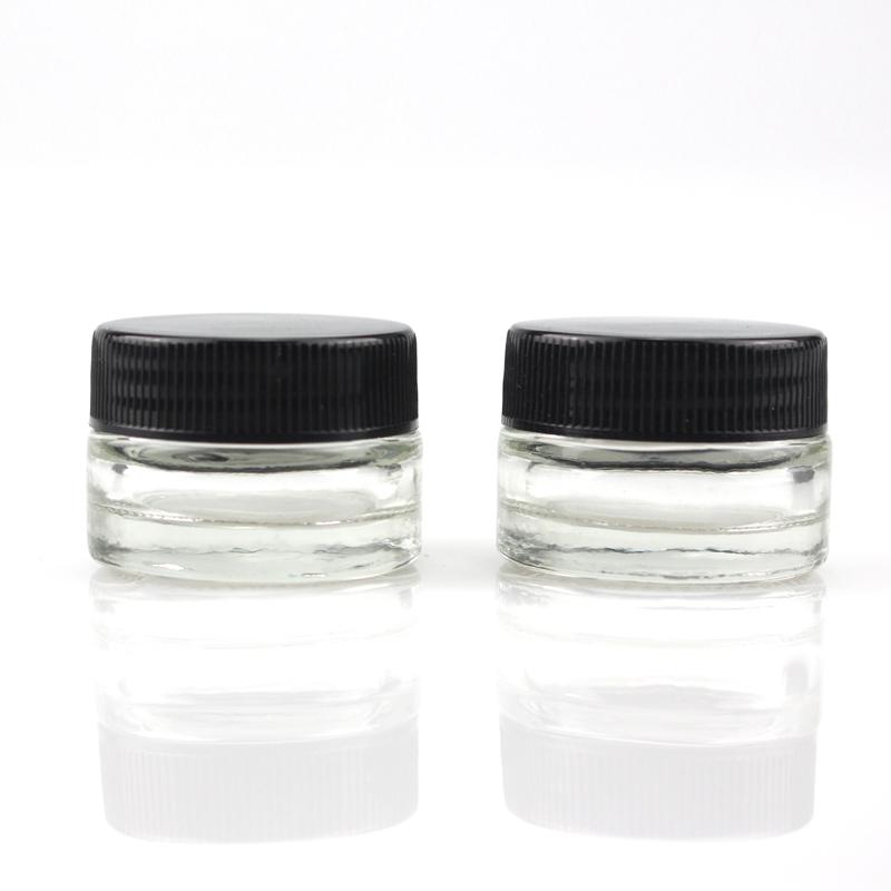 Glass Bottle Tempered Wax Dab Jar Food Grade Non-Stick 5ml Dry Herb Concentrate Container with Black Lid