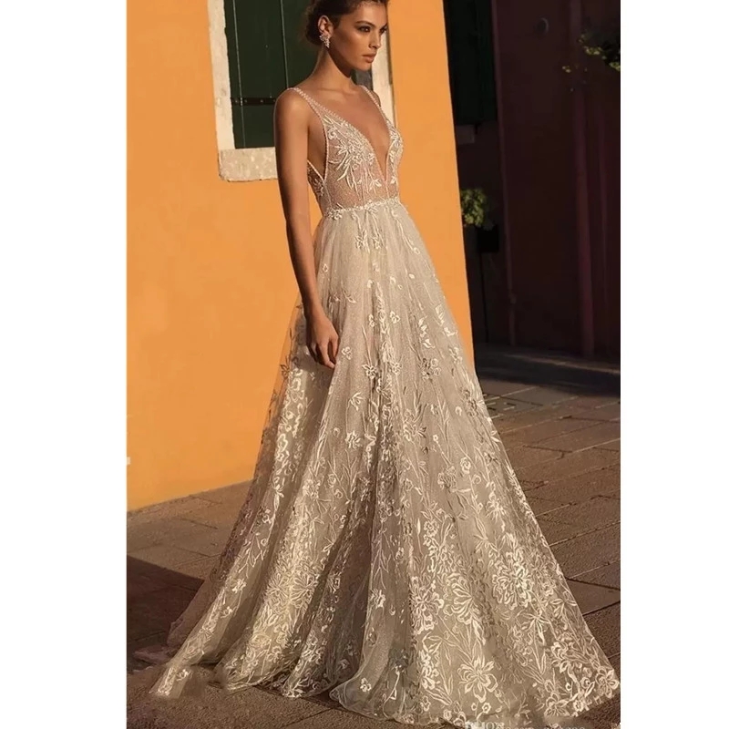 Champagne Arabic Aso Ebi Mermaid Wedding Dresses Bridal Dress High Neck Illusion Long Sleeves Lace Appliques Crystal Beads Plus Size Bride Gowns vesti