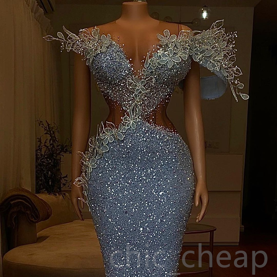 2023 Arabic Aso Ebi Luxurious Mermaid Prom Dresses Beaded Crystals Evening Formal Party Second Reception Birthday Engagement Gowns Dress ZJ211