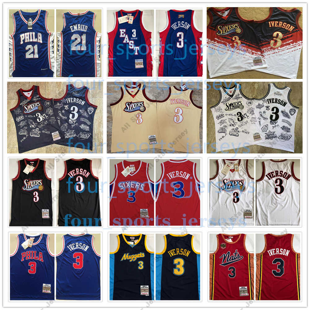 Basketball Jerseys Authentic Stitched Retro Mitchell and Ness New Basketball Jerseys 3 Allen Iverson Black Whie Blue Size S--XXL, Picture
Basketball Jerseys Authentic Stitched Retro Mitchell and Ness New Basketball Jerseys 3 Allen Iverson Black Whie Blue Size S--XXL, Picture