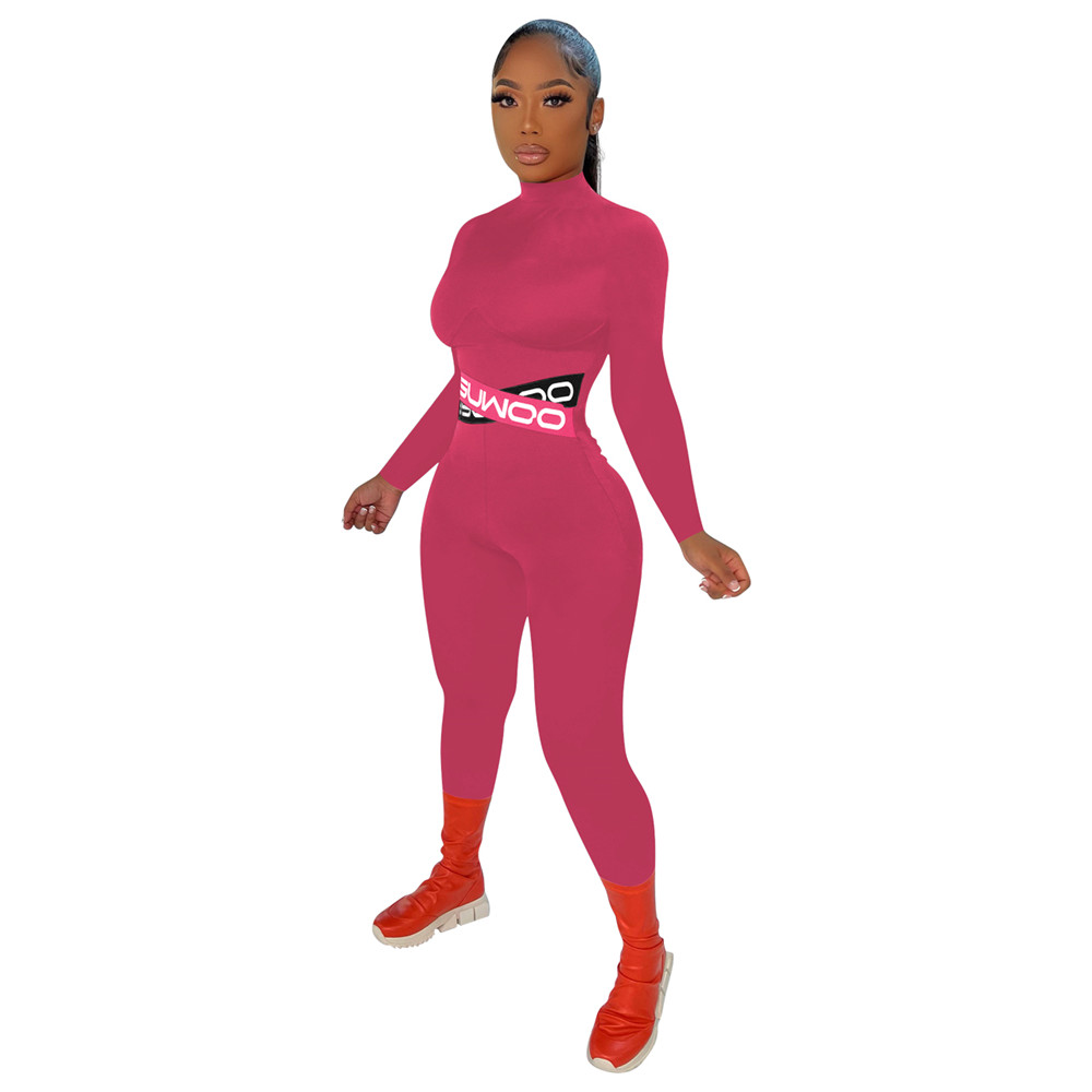 Fall Winter Jumpsuits Women Bodycon Rompers XL Long Sleeve Solid Jumpsuits One Piece Outfits Skinny Overalls leggings Casual Streetwear 8535