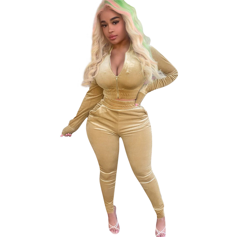 Fall Winter Velvet Tracksuits Women Sweatsuits Long Sleeve Velour Jacket and Pants Two Piece Sets Outwork Outfits Casual Jogger suits Sporswear 8555
