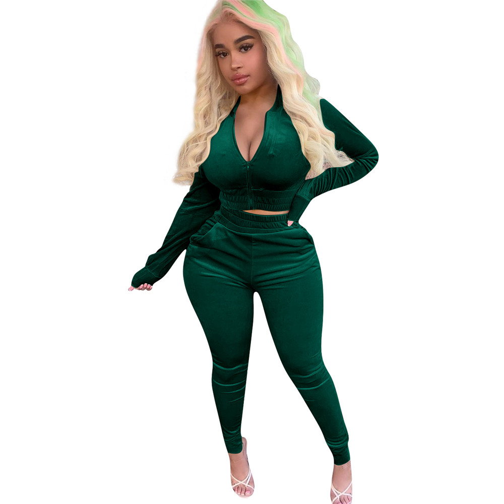 Fall Winter Velvet Tracksuits Women Sweatsuits Long Sleeve Velour Jacket and Pants Two Piece Sets Outwork Outfits Casual Jogger suits Sporswear 8555