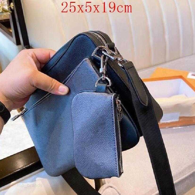 2pcs/Handbags Men Leather TRIO Messenger Bags Luxury Shoulder Bag Make up Bag Designer Handbag Tote Man's bag top