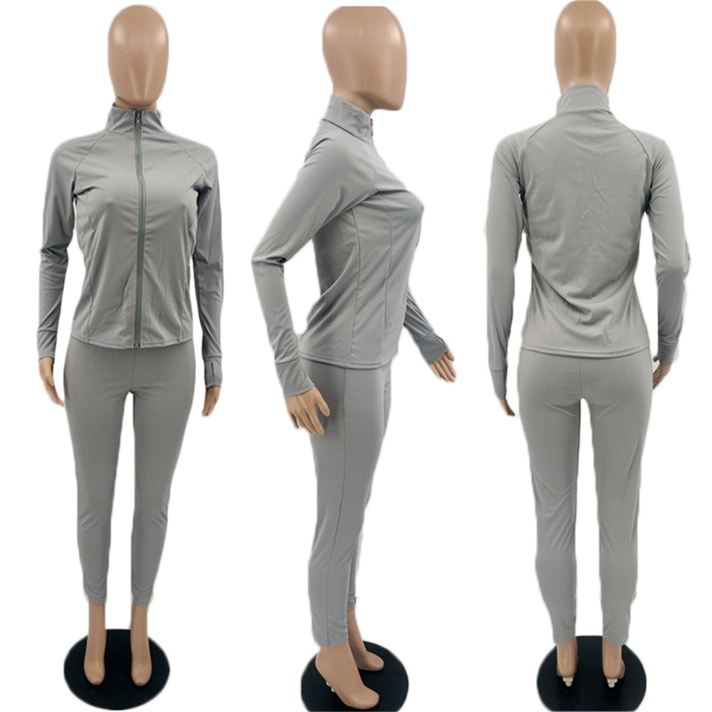 Fall Winter Tracksuits Women Outfits Long Sleeve Solid Jacket and Pants Two Piece Sets Outwork Sportswear Casual Jogger suits Black Sweatsuits 8573