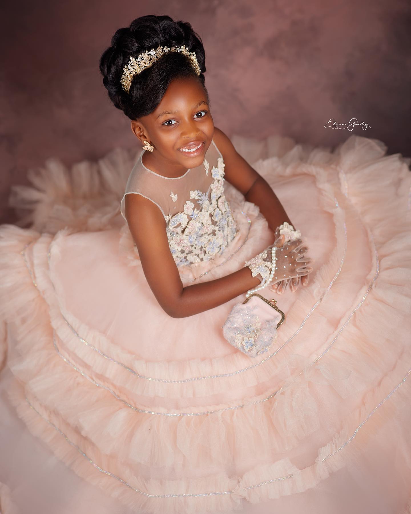 Cute Pink Girl Pageant Dress 3D Appliqued Flower Girls Dresses for Wedding Kids Party Prom Birthday Gowns for Photoshoot