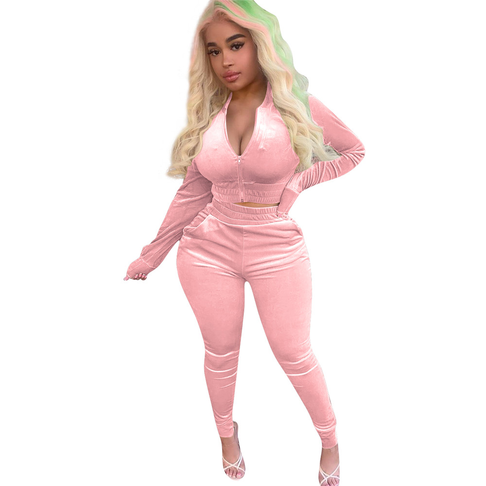 Fall Winter Velvet Tracksuits Women Sweatsuits Long Sleeve Velour Jacket and Pants Two Piece Sets Outwork Outfits Casual Jogger suits Sporswear 8555