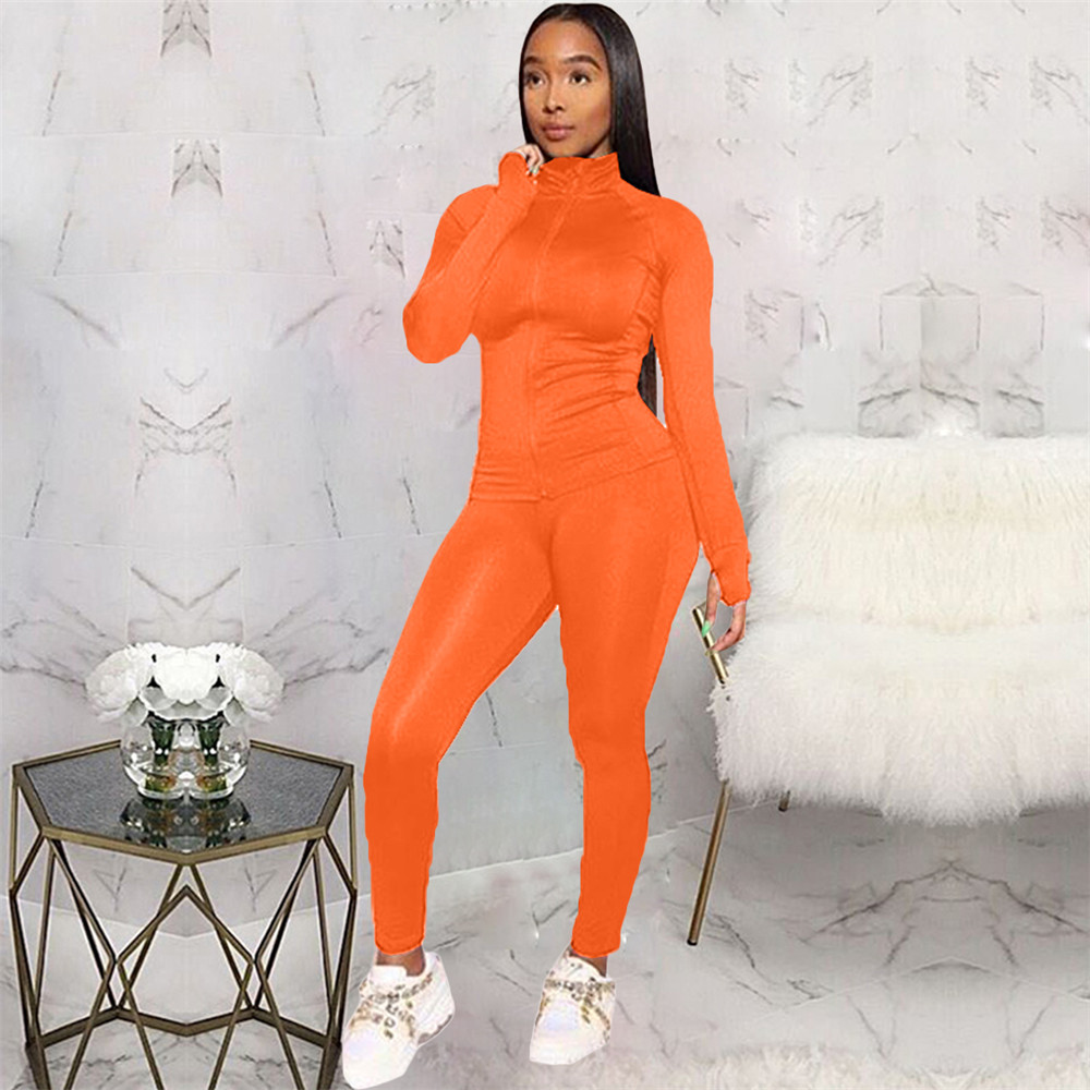 Fall Winter Tracksuits Women Outfits Long Sleeve Solid Jacket and Pants Two Piece Sets Outwork Sportswear Casual Jogger suits Black Sweatsuits 8573