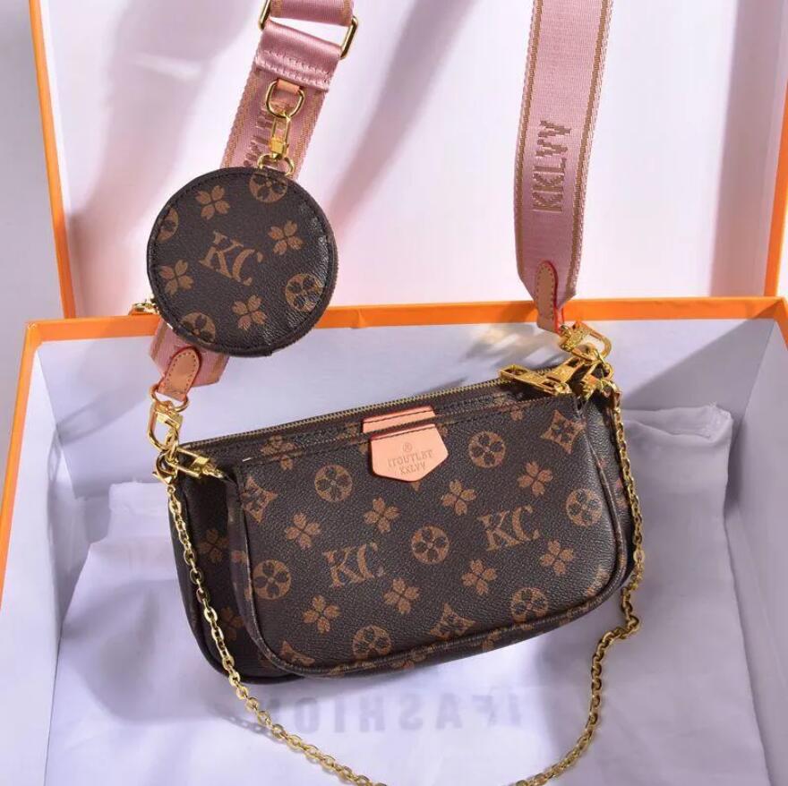Three piece set women Shoulder bag M44823 Womens bags Crossbody Purse Messenger Bags Handbags Flowers Designers PU Leather Handbag Brown flower