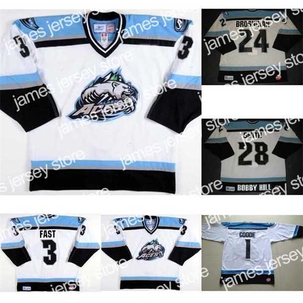 College Hockey Wears Thr 2017 Customize ECHL Alaska Aces 3 TJ Fast 24 Patrick Brosnihan Mens Womens Kids 100% Embroidery Best quality Cheap Hockey Jerseys Goalit