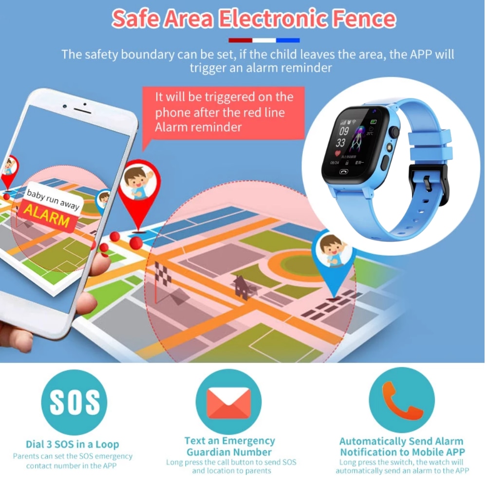 Kids Smart Watch For Children Waterproof Smartwatch Clock SIM Card Location Tracker Child Watch