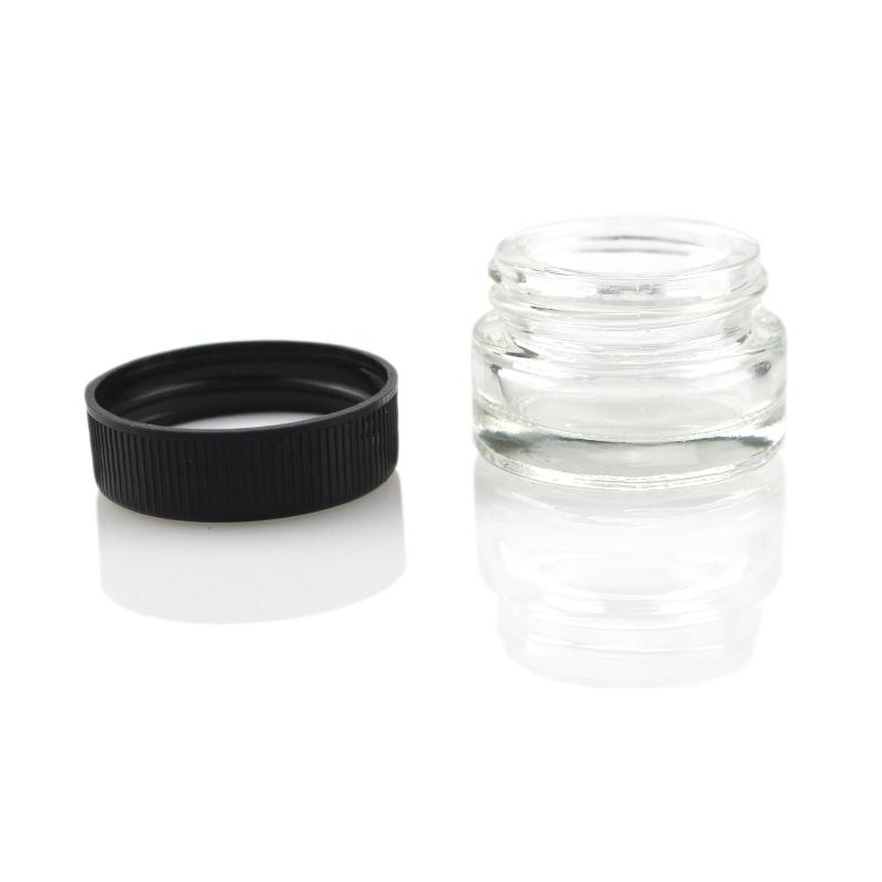 Glass Bottle Tempered Wax Dab Jar Food Grade Non-Stick 5ml Dry Herb Concentrate Container with Black Lid