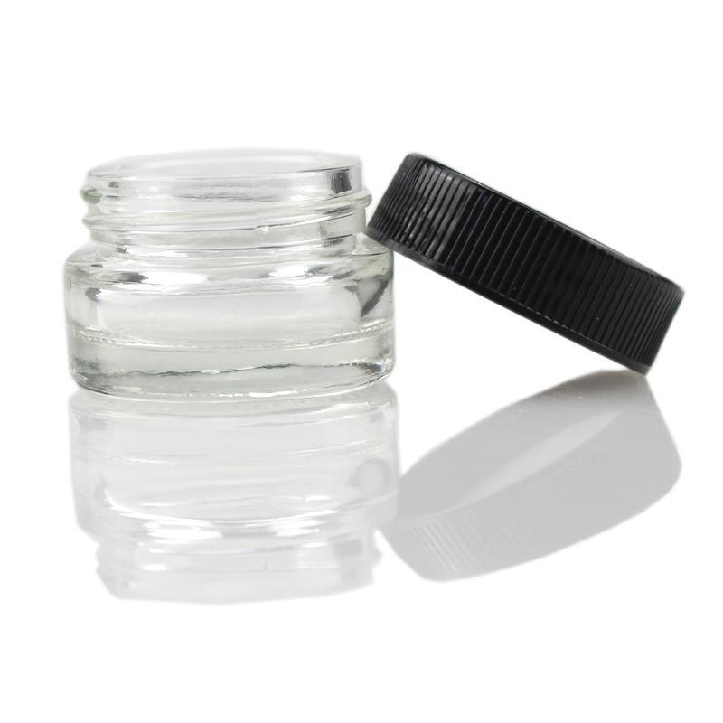 Glass Bottle Tempered Wax Dab Jar Food Grade Non-Stick 5ml Dry Herb Concentrate Container with Black Lid