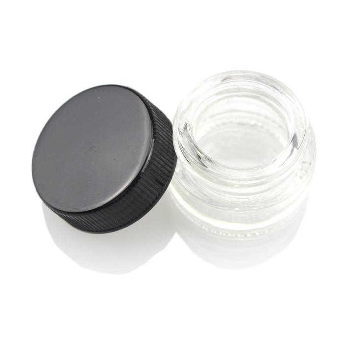 Glass Bottle Tempered Wax Dab Jar Food Grade Non-Stick 5ml Dry Herb Concentrate Container with Black Lid