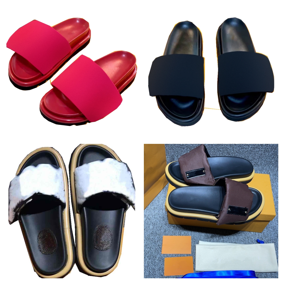 Designer Men Woman Slippers Embossed Brown Sliders White Embellishment Platform Wedge Sandal Thick Bottom Couple Models with box size35-46
Designer Men Woman Slippers Embossed Brown Sliders White Embellishment Platform Wedge Sandal Thick Bottom Couple Models with box size35-46
