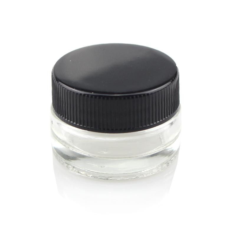 Glass Bottle Tempered Wax Dab Jar Food Grade Non-Stick 5ml Dry Herb Concentrate Container with Black Lid