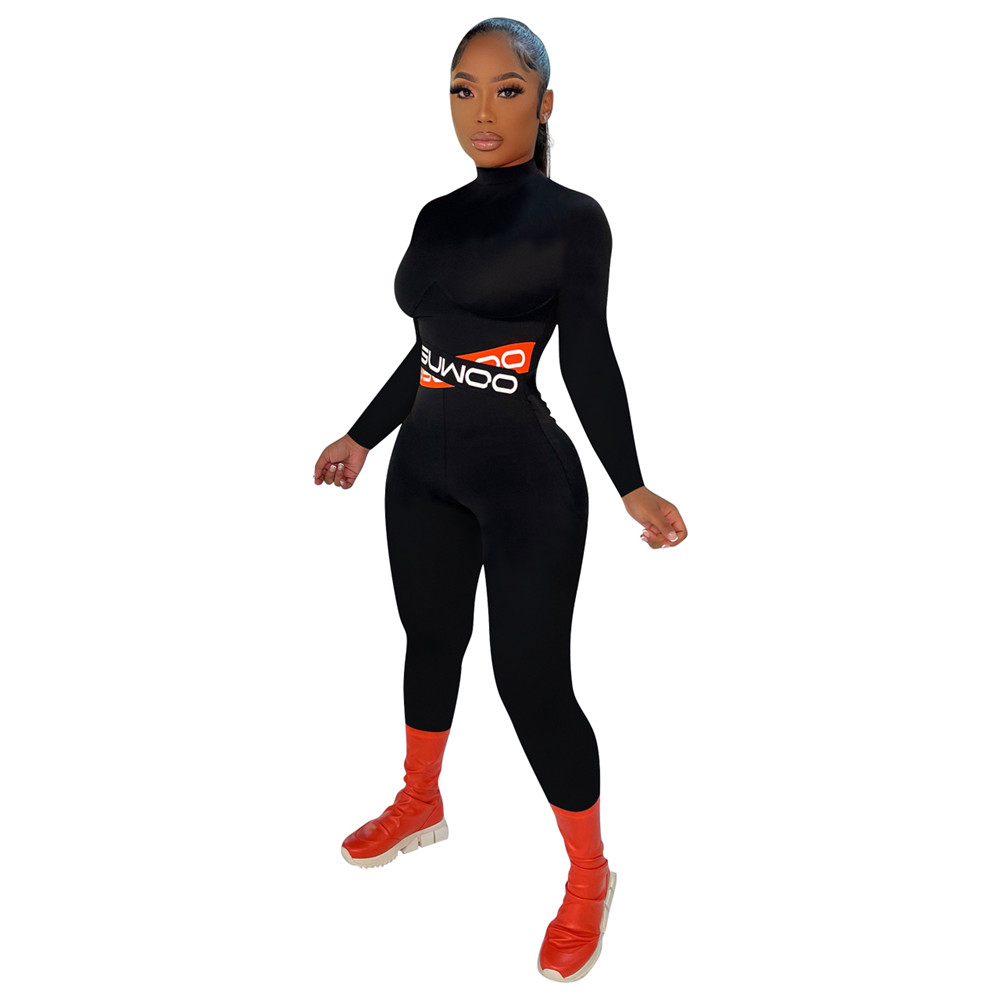 Fall Winter Jumpsuits Women Bodycon Rompers XL Long Sleeve Solid Jumpsuits One Piece Outfits Skinny Overalls leggings Casual Streetwear 8535