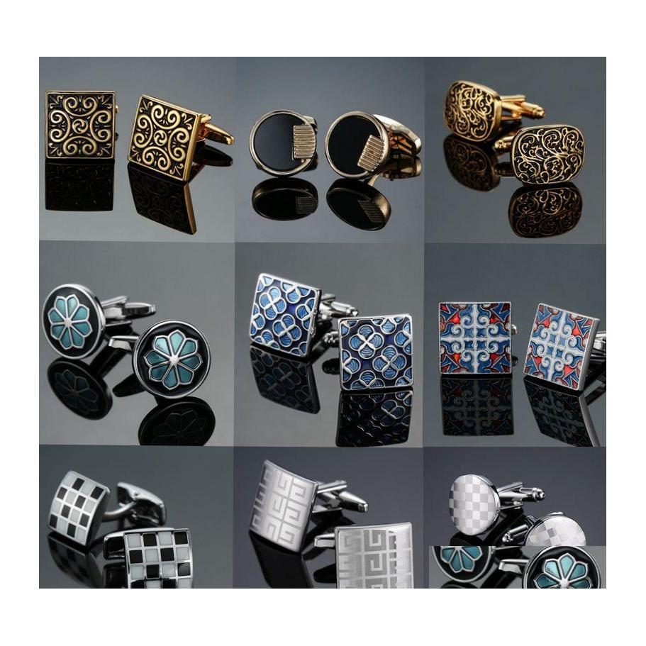 Cuff Links Fashion Classical Men Copper Cufflinks French Brass Gold Sier Blue Enamel Round Square Business Suit Wedding Luxury Desig Dhexs
Cuff Links Fashion Classical Men Copper Cufflinks French Brass Gold Sier Blue Enamel Round Square Business Suit Wedding Luxury Desig Dhexs
