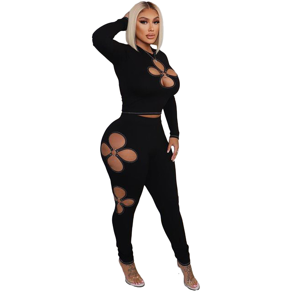 Fall Winter Tracksuits Women Sweatsuits Long Sleeve Pullover Sweatshirt and Pants Two Piece Sets Outwork Outfits Casual Cut out Sporswear Clothing 857