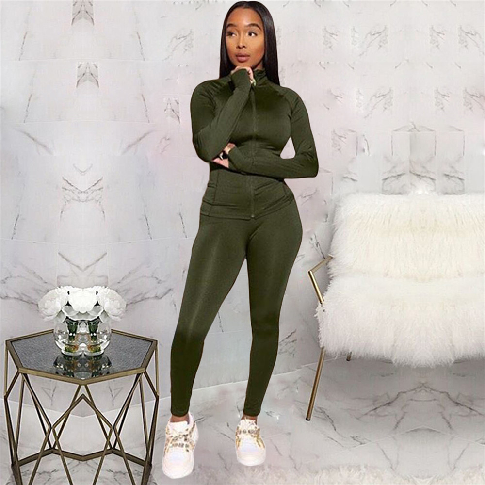 Fall Winter Tracksuits Women Outfits Long Sleeve Solid Jacket and Pants Two Piece Sets Outwork Sportswear Casual Jogger suits Black Sweatsuits 8573