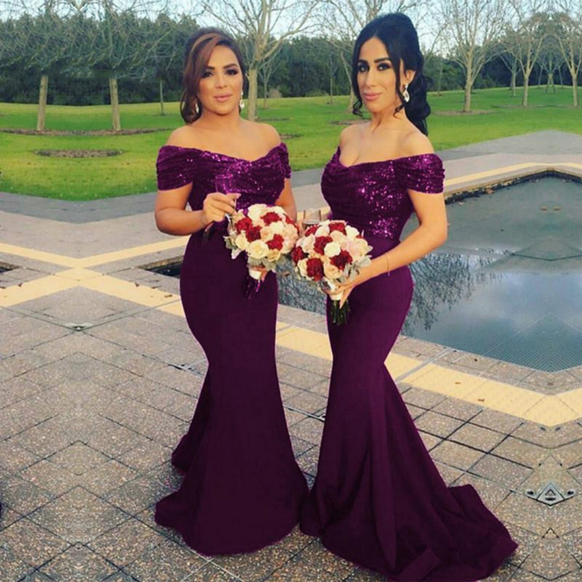 Women's Sequin Mermaid Bridesmaid Dresses Off Shoulder Wedding Guest Elegant Dress Women For Party Gowns Robe De Soiree Mariee