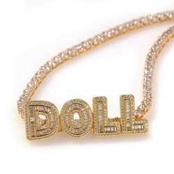 Name Pendant Necklace Iced Out Diamond Custom Name Gold Plated Necklace