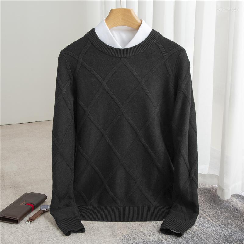Sweaters Men's Autumn/Winter Round Neck Dia Solid Color Long Sleeve Knit Pullover Plus Size Thick Casual Loose Base Shirt