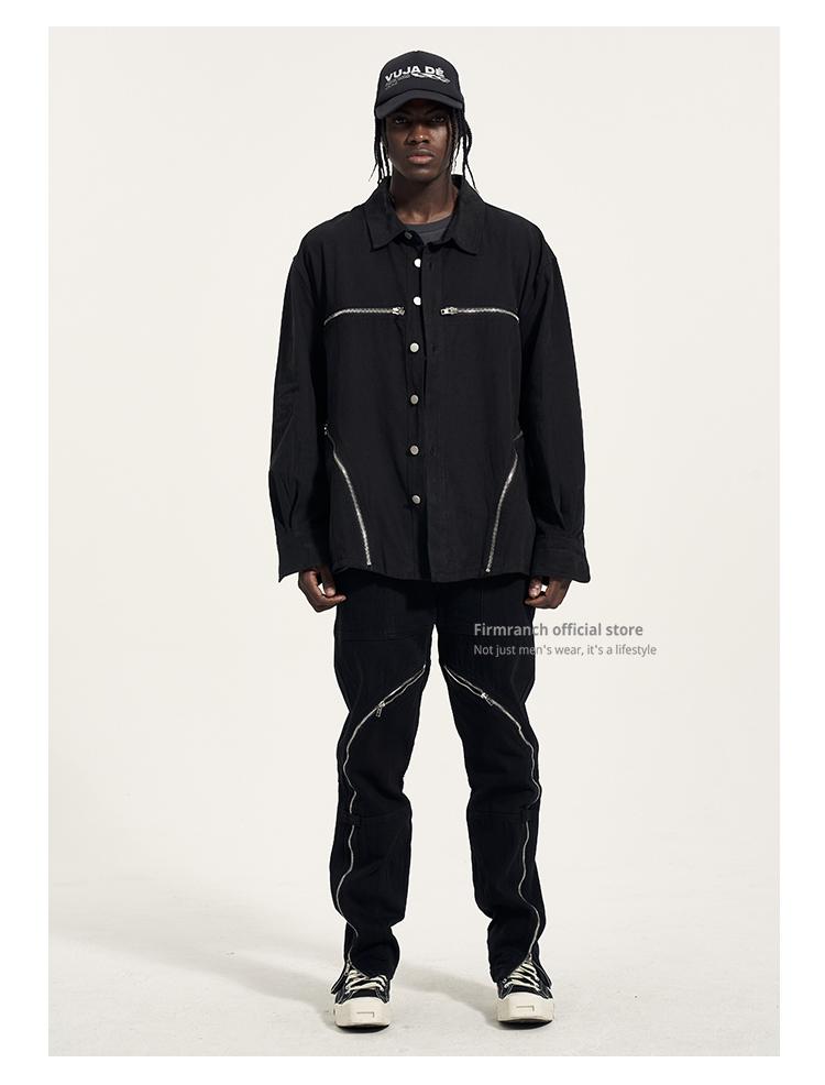 Men's Jackets Firmranch Black Multi-zipper Denim For Men Women Shirt Archive Fashion Streetwear Motorcycle Vibe Korean Varsity Jacket
Men's Jackets Firmranch Black Multi-zipper Denim For Men Women Shirt Archive Fashion Streetwear Motorcycle Vibe Korean Varsity Jacket