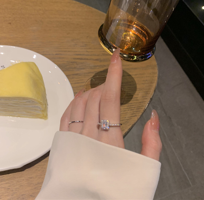 Choucong Simple Fashion Jewelry Wedding Rings 925 Sterling Silver Gold Fill Princess Cut White Topaz CZ Diamond Party Women Open Adjustable Ring For L