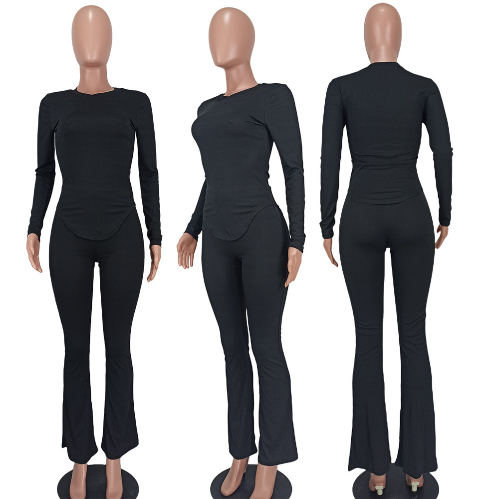 Fall Winter Outfits Women Ribbed Tracksuits Long Sleeve Pullover Shirt Top and Pants Two Piece Sets Outwork Outfits Casual Sports suits Sporswear 8534