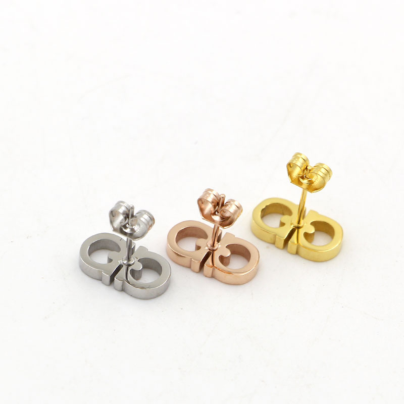 Free shipping Fashion Letters Stud Earrings for Women Stainless Steel OL Korean Designer Ear Rings Earings Earring Party Jewelry Gift Wholesale