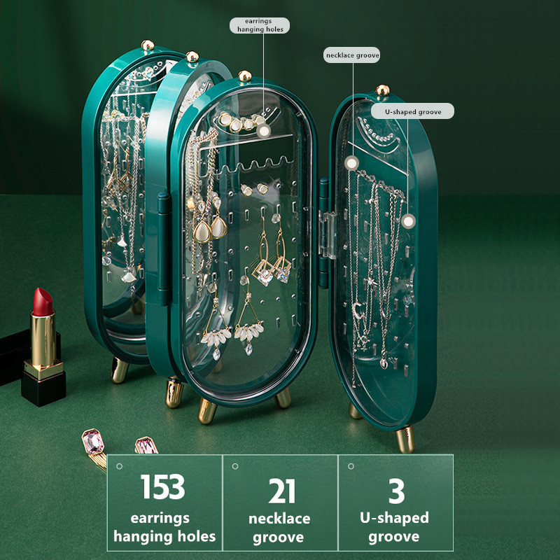 Jewelry Stand Desktop Storage Box Multilayer Dustproof Earrings Rings Necklaces Display Holder Case for Women Organizer 230105