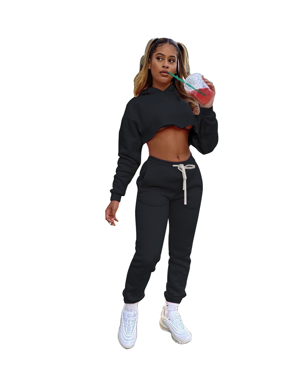 XS Plus size 3XL Jogger Suits Women Fleece Tracksuits Fall Winter Long Sleeve Pullover Hoodie Sweatpants Two Piece Sets Matching Sweatsuits Casual Spo