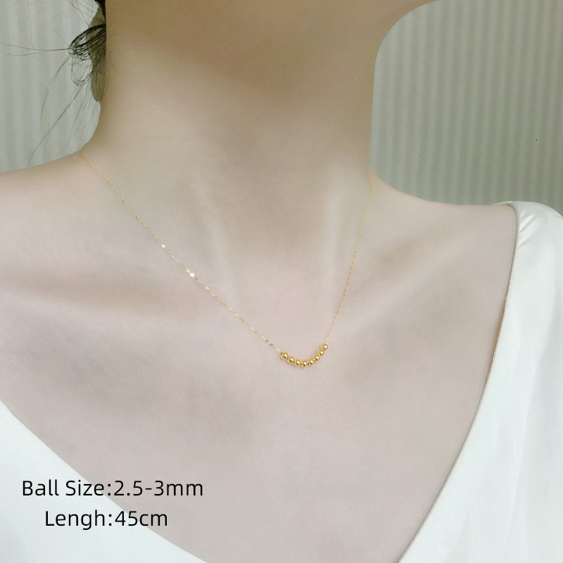 Pendant Necklaces NYMPH Pure 18K gold AU750 Small Gold Ball 25 mm Women's Fine Jewelry Party Gifts X517 230105