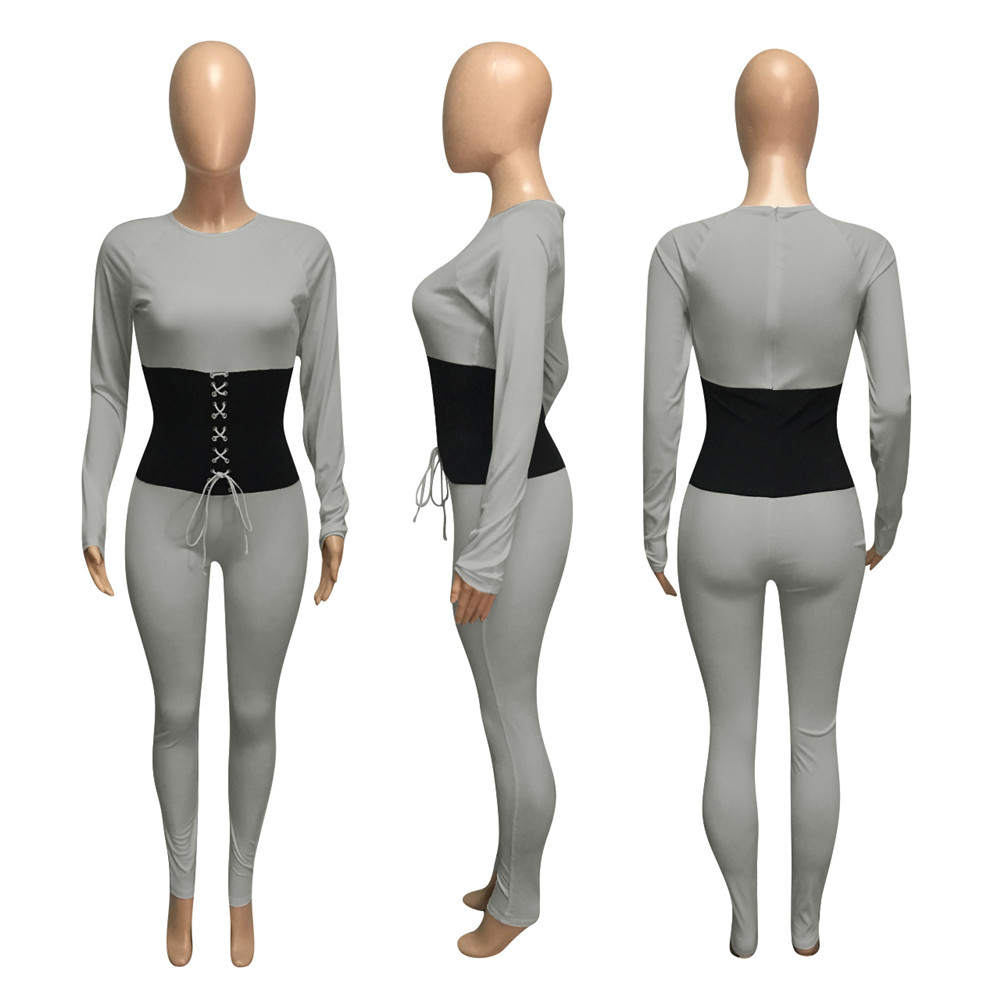 Wholesale Knitted Ribbed Jumpsuits Women Fall Winter Bodycon Rompers Long Sleeve Bandage Jumpsuits One Piece Outfits Skinny Overalls Casual leggings 8