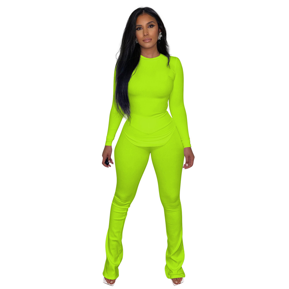 Fall Winter Outfits Women Ribbed Tracksuits Long Sleeve Pullover Shirt Top and Pants Two Piece Sets Outwork Outfits Casual Sports suits Sporswear 8534