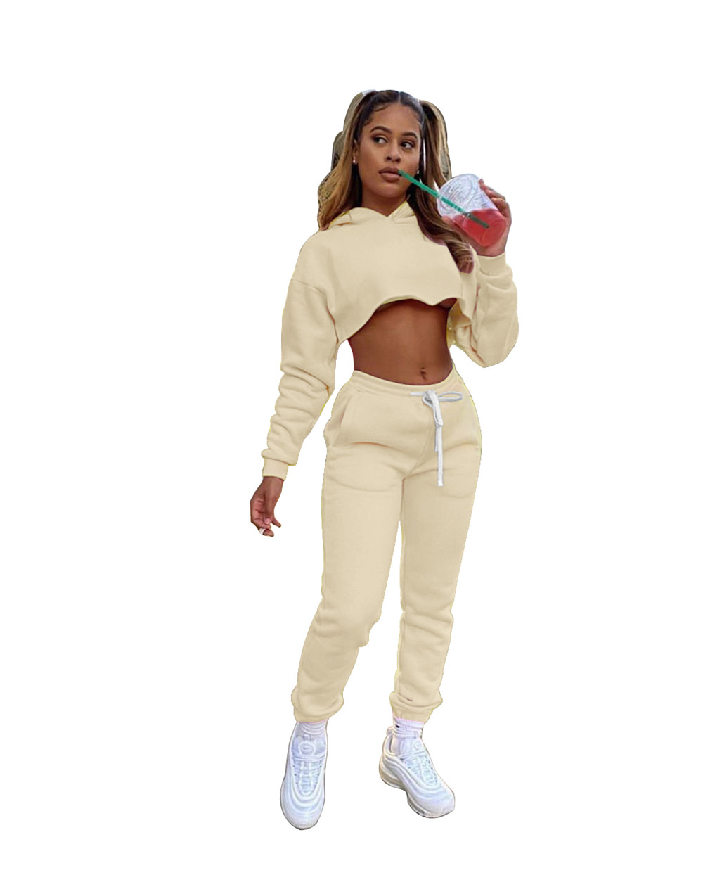 XS Plus size 3XL Jogger Suits Women Fleece Tracksuits Fall Winter Long Sleeve Pullover Hoodie Sweatpants Two Piece Sets Matching Sweatsuits Casual Spo
