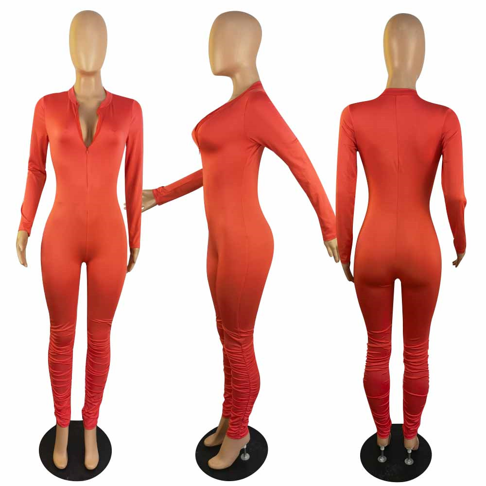Wholesale Jumpsuits Women Fall Winter Clothing Bodycon Rompers Long Sleeve Solid Jumpsuits One Piece Outfits Skinny Overalls leggings Casual Streetwea