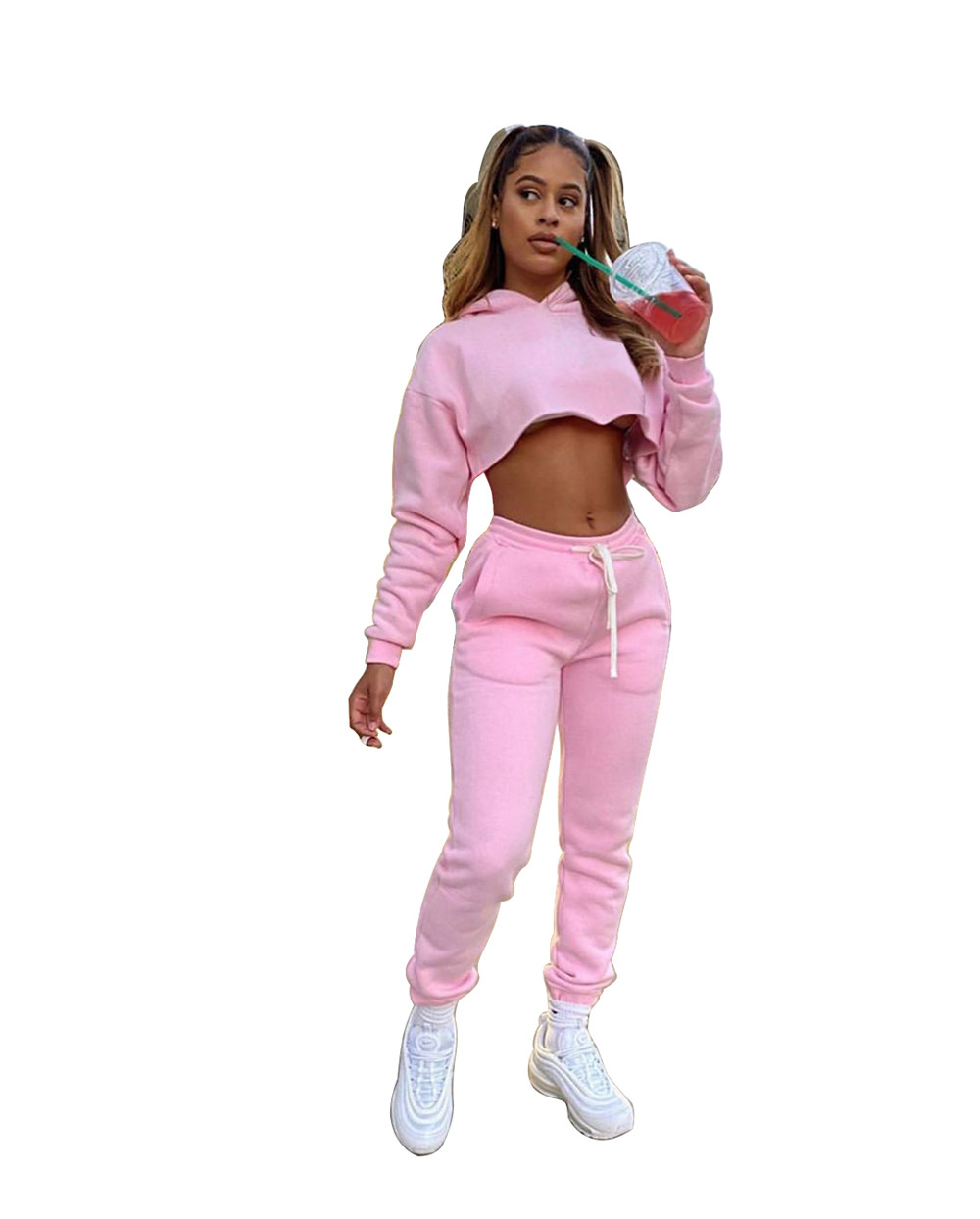 XS Plus size 3XL Jogger Suits Women Fleece Tracksuits Fall Winter Long Sleeve Pullover Hoodie Sweatpants Two Piece Sets Matching Sweatsuits Casual Spo
