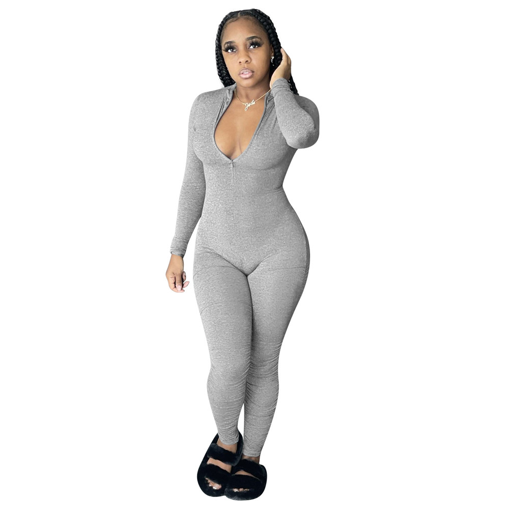 Wholesale Jumpsuits Women Fall Winter Clothing Bodycon Rompers Long Sleeve Solid Jumpsuits One Piece Outfits Skinny Overalls leggings Casual Streetwea