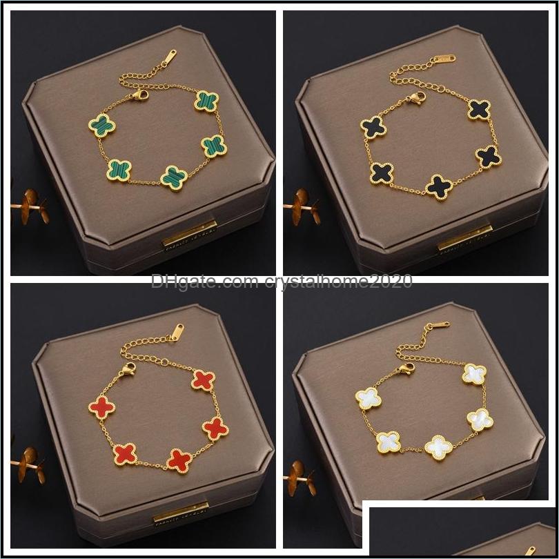 Charm Bracelets Classic Design Colorf Clover Bracelet 18K Rose Gold Stainless Steel Jewelry For Women Gift Drop Delivery Otsfc
Charm Bracelets Classic Design Colorf Clover Bracelet 18K Rose Gold Stainless Steel Jewelry For Women Gift Drop Delivery Otsfc