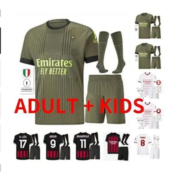 adult kits 22 23 soccer jerseys AC MILANS LEAO TOMORI IBRAHIMOVIC GIROUD football shirt 2022 2023 TONALI BENNACER REBIC HOME AWAY Camiseta de futbol Men Kids kit Socks, 22/23 away5
adult kits 22 23 soccer jerseys AC MILANS LEAO TOMORI IBRAHIMOVIC GIROUD football shirt 2022 2023 TONALI BENNACER REBIC HOME AWAY Camiseta de futbol Men Kids kit Socks, 22/23 away5