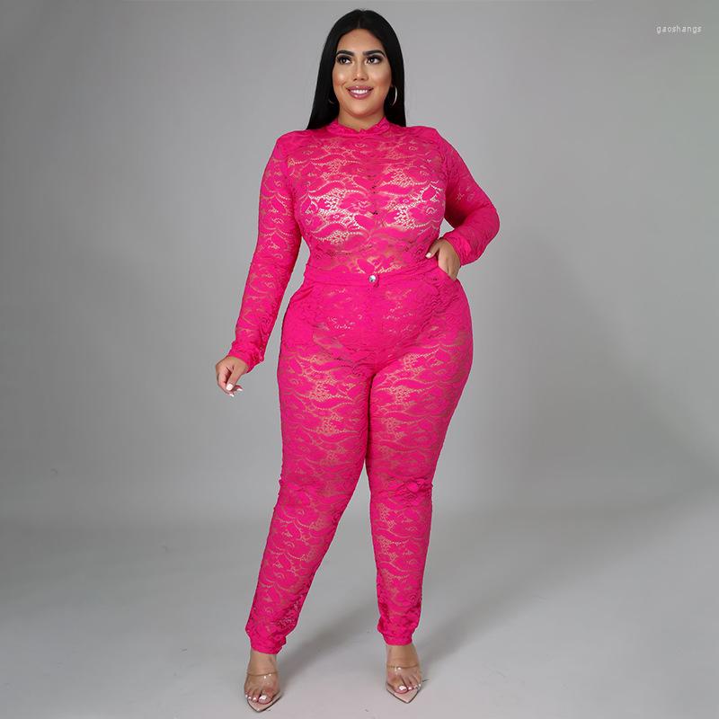 Tracksuits Plus Size Two Piece Sets See Through Lace Shirt And Pants 2023 Autumn Fashion Women Set V Neck Outfit Sexy Female Clothing, Black 
Tracksuits Plus Size Two Piece Sets See Through Lace Shirt And Pants 2023 Autumn Fashion Women Set V Neck Outfit Sexy Female Clothing, Black