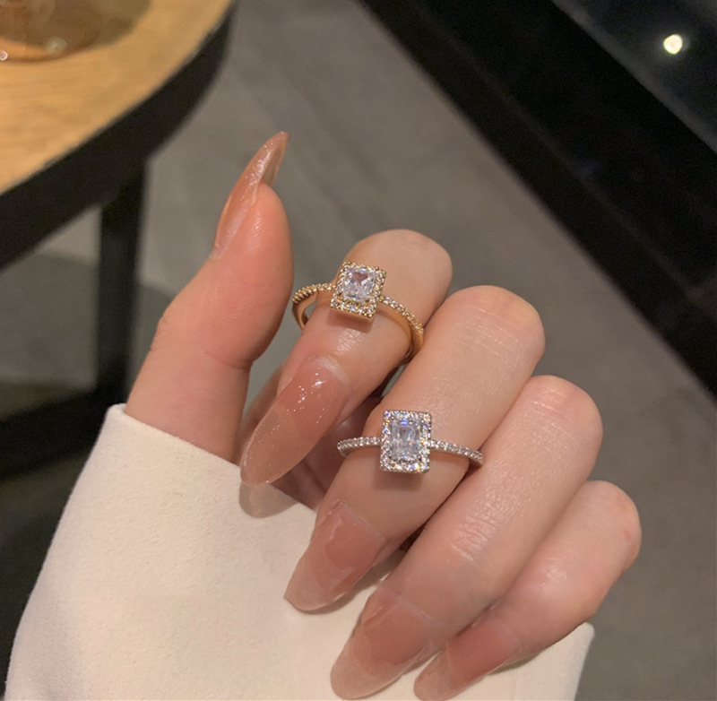 Choucong Simple Fashion Jewelry Wedding Rings 925 Sterling Silver Gold Fill Princess Cut White Topaz CZ Diamond Party Women Open Adjustable Ring For L