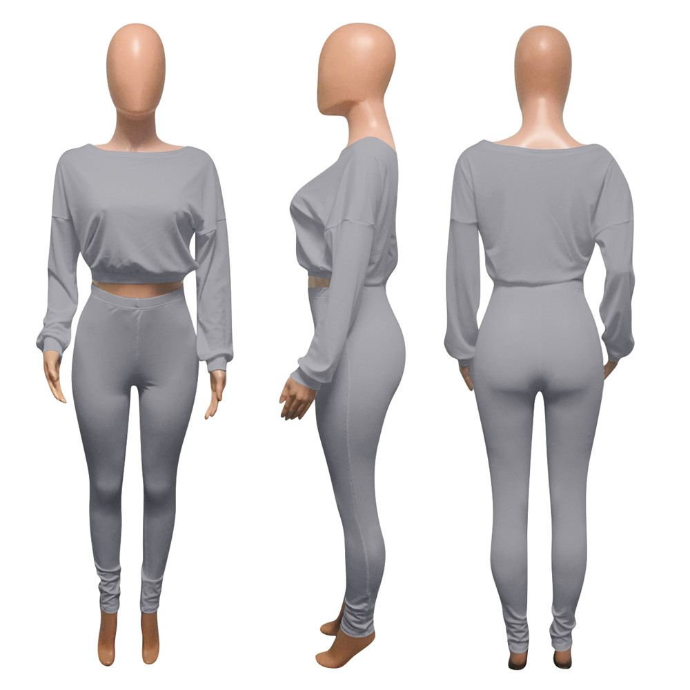 Fall Winter Outfits Women Ribbed Tracksuits Long Sleeve Pullover Sweatshirt and Pants Two Piece Sets Outwork Outfits Casual Sports suits Sporswear 854